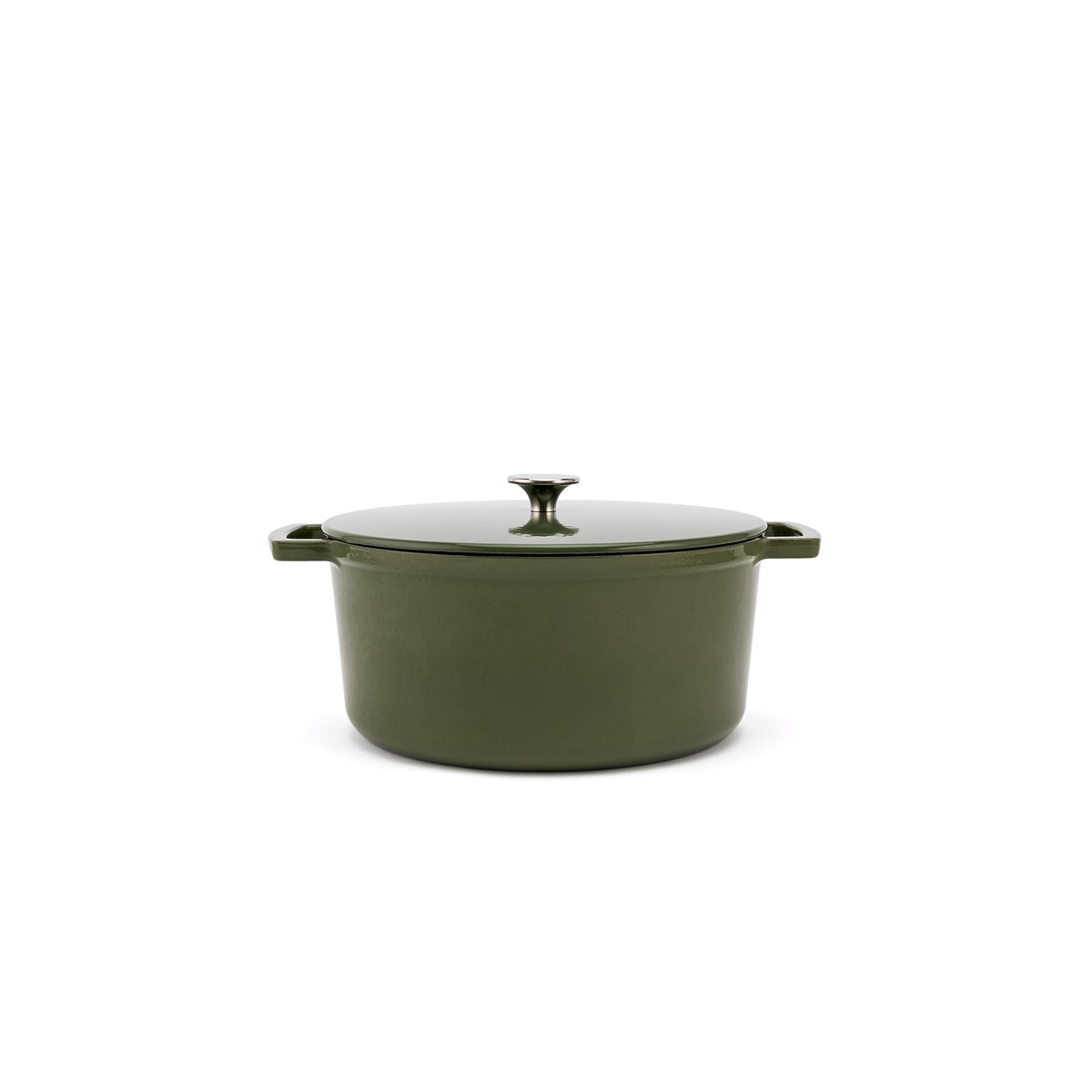 Ember zománcozott öntöttvas lábas 28 cm, olívazöld