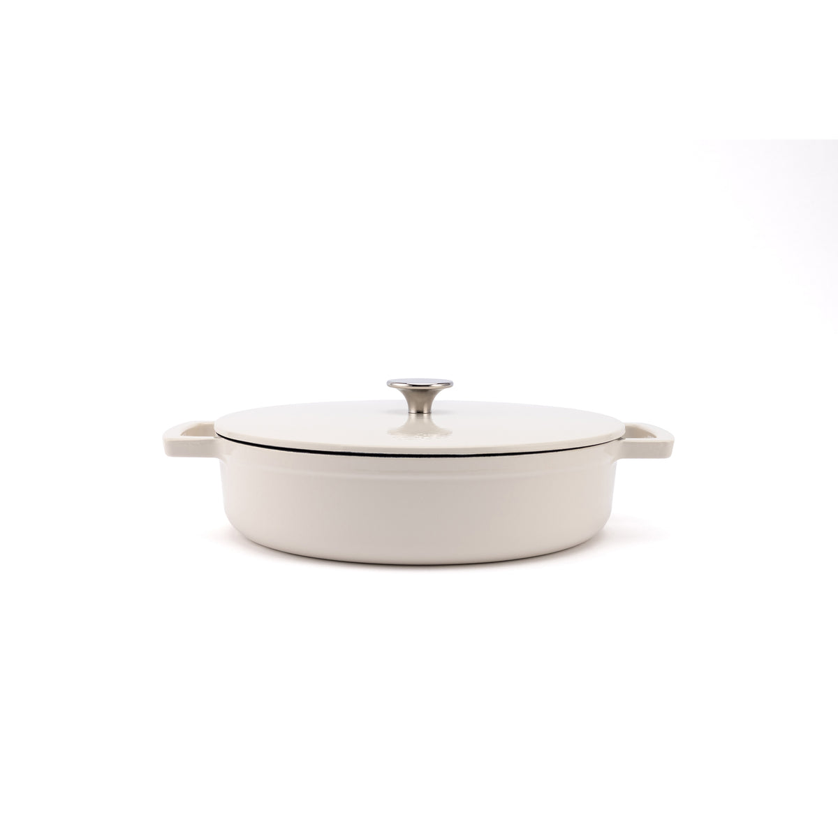 Smaltovaný litinový nízký hrnec Ember 28 cm - krémově bílá