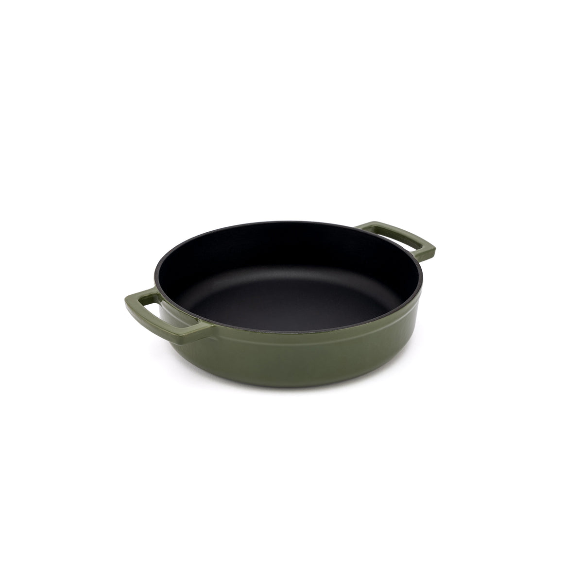 Smaltovaný litinový nízký hrnec Ember 28 cm - olivově zelená