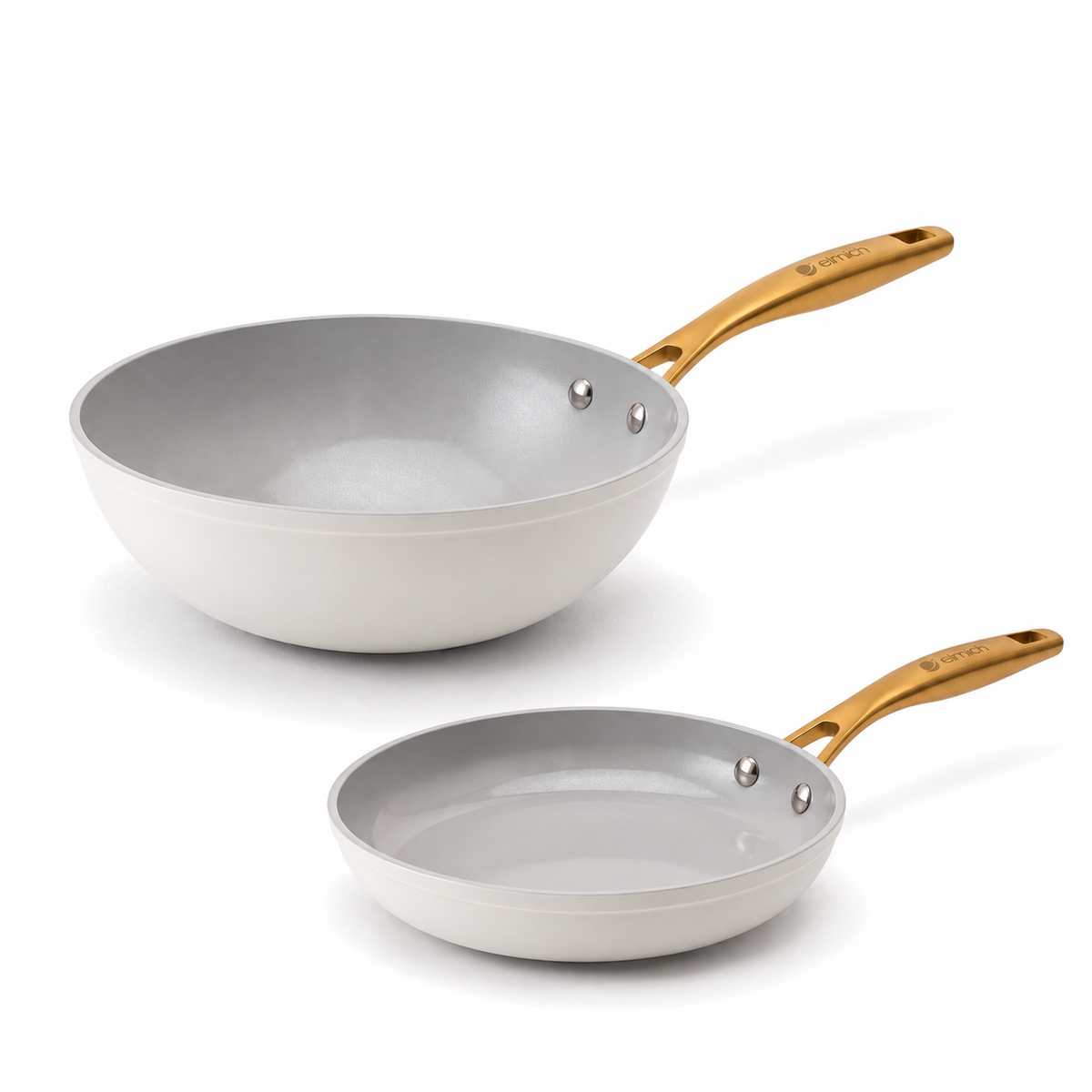 Zen kerámiaserpenyő-készlet 2 db - klasszikus + wok, krém-arany